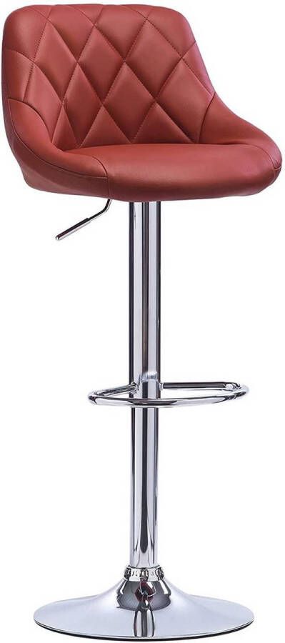 Happyment Designer Barkruk Serino Met rugleuning Stevig Ergonomische barstoel Zithoogte 60 82cm Donker rood Set van 1 Keuken en bar In hoogte verstelbaar