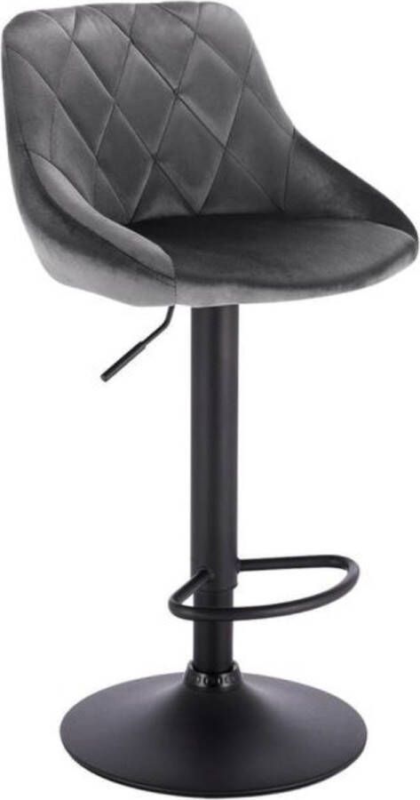 Happyment Designer Barkruk Zino Met rugleuning Stevig Ergonomische barstoel Velvet Zithoogte 60 82cm Grijs Set van 1 Keuken en bar In hoogte verstelbaar