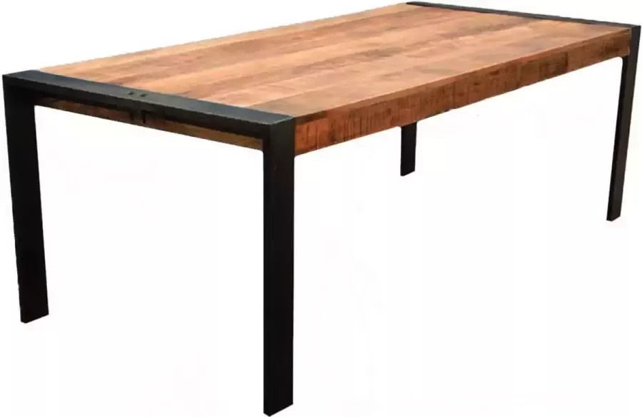 Happyment Eetkamertafel Bolino -Rechthoek 6 tot 8 personen Massief mangohout 200x100x79cm Eettafel