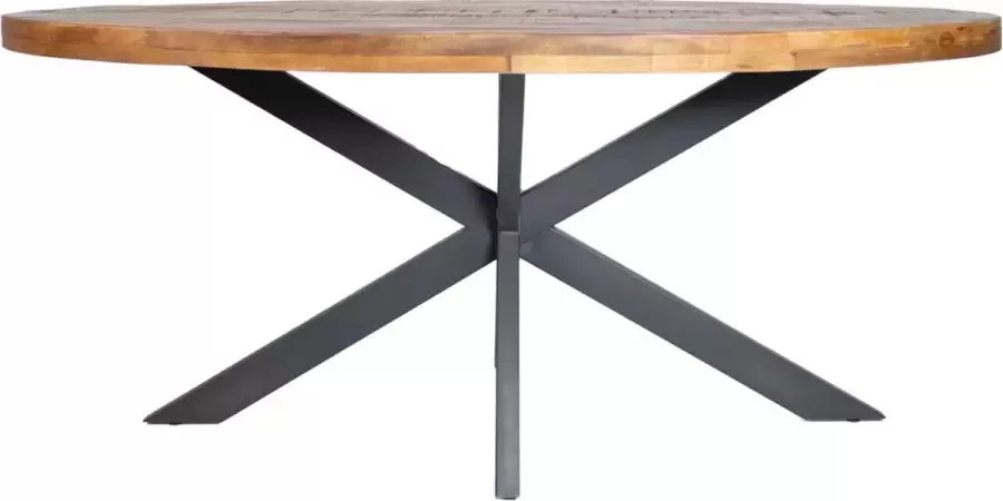 Happyment Eetkamertafel Deluxe Ovaal 4 personen Massief mangohout Eettafel 260x120x77cm