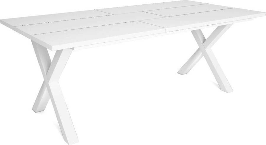 Happyment Eetkamertafel Divine X poten wit Eettafel Rechthoek 4 tot 8 personen Massief hout 200x90x75cm
