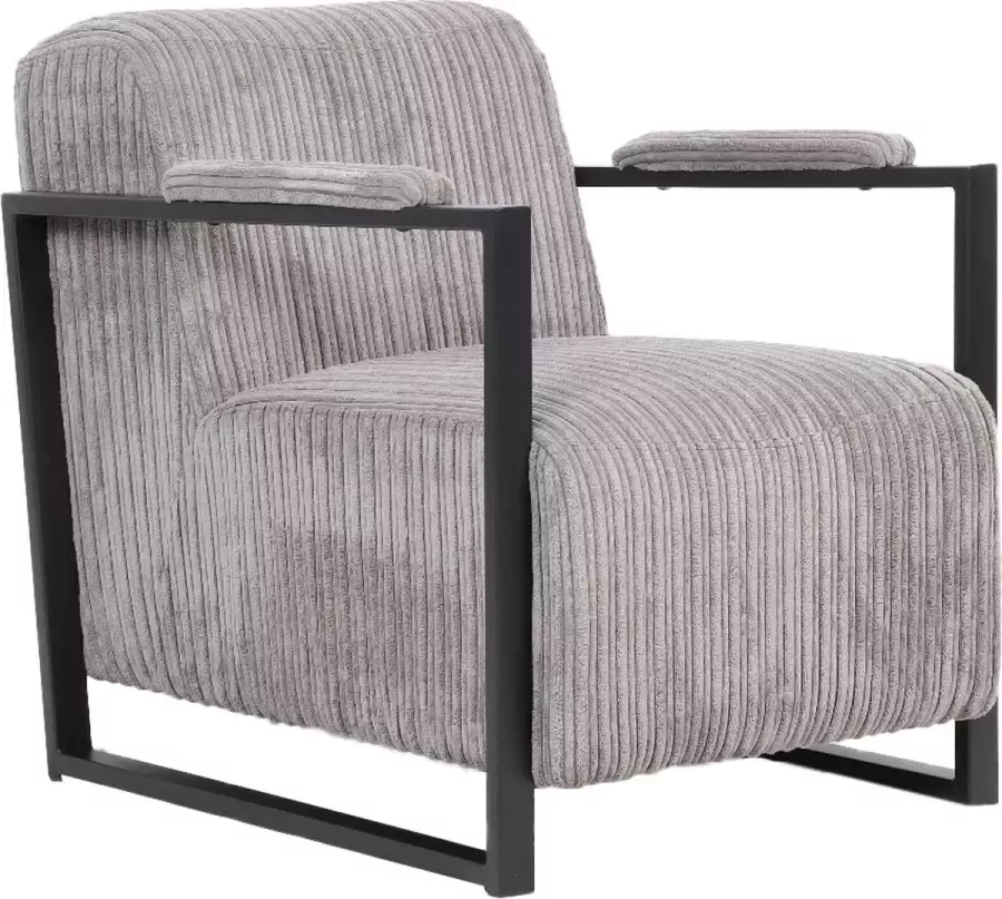 Happyment Fauteuil Veno Voor binnen Lichtgrijs Loungestoel met hoofdkussen Volwassenen Loungezetel Modern