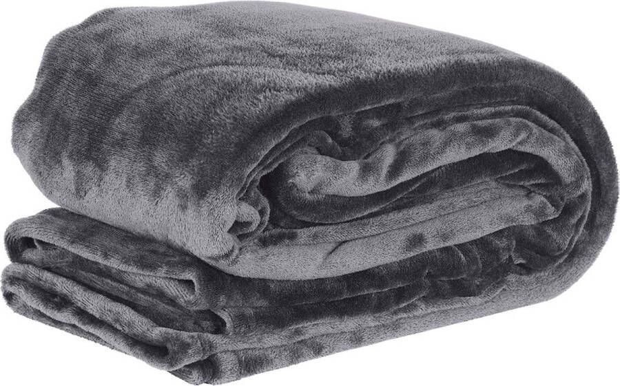 Happyment Fleece Plaid Deluxe Fleece deken grijs 150x200cm Deken voor bank bed of woonkamer Sprei Zacht woonkamerdeken