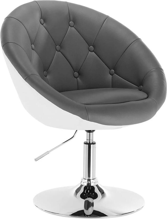 Bolt Edge Barkruk Industrial Design Grijs Wit Kunstleer Verstelbare Hoogte Set van 1 Barstoel met Rugleuning Keukenstoel