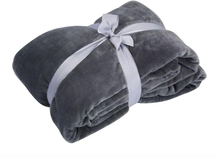 Happyment Fleece Plaid Deluxe Fleece deken grijs 220x240cm Deken voor bank bed of woonkamer Sprei Zacht woonkamerdeken