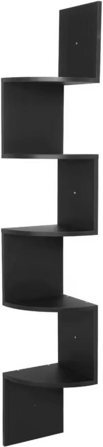 Happyment Zwevende Boekentoren Wandplank voor tegen de muur Boekenplank Wandplanken Wandrek Fotoplank kinderkamer Zwart Hout MDF