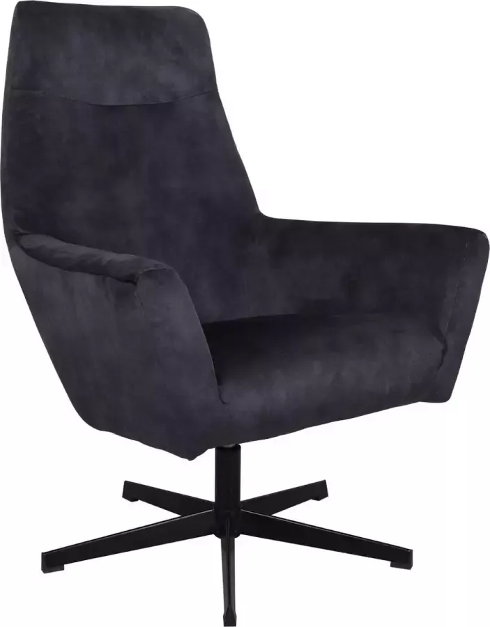 Happyment Hapyment Fauteuil Deluxe Velvet Voor binnen Antraciet Loungestoel met hoofdkussen Volwassenen Loungezetel Modern