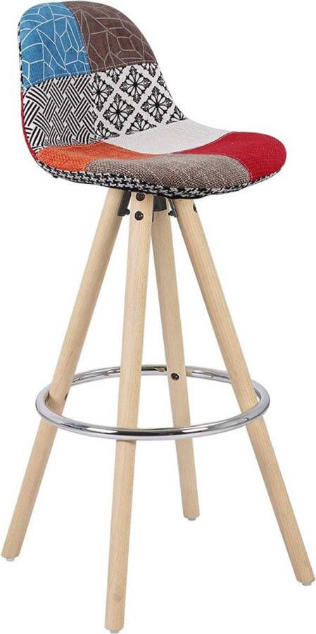 Happyment Hoge Barkruk Color Zithoogte 75cm Set van 1 Keuken Barstoelen Met rugleuning Linnen Zwart frame