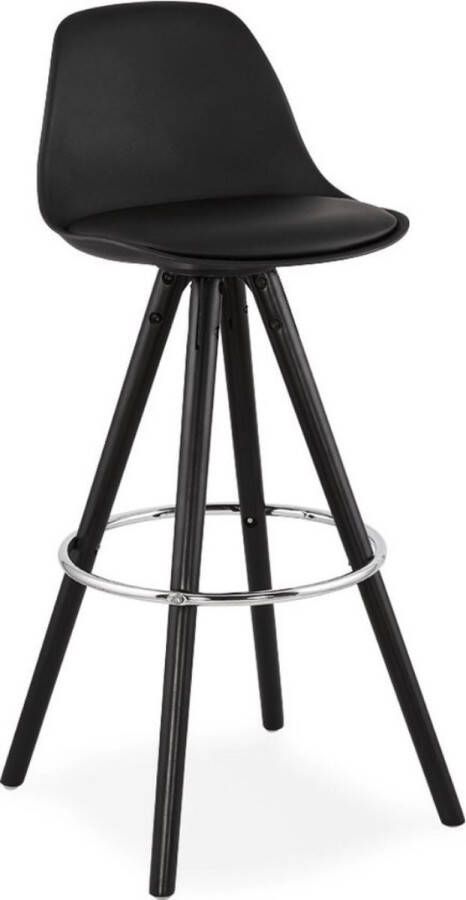 Happyment Hoge Barkruk Milano Zithoogte 75cm Zwart Set van 1 Keuken Barstoelen Met rugleuning Kunstleer Zwart frame