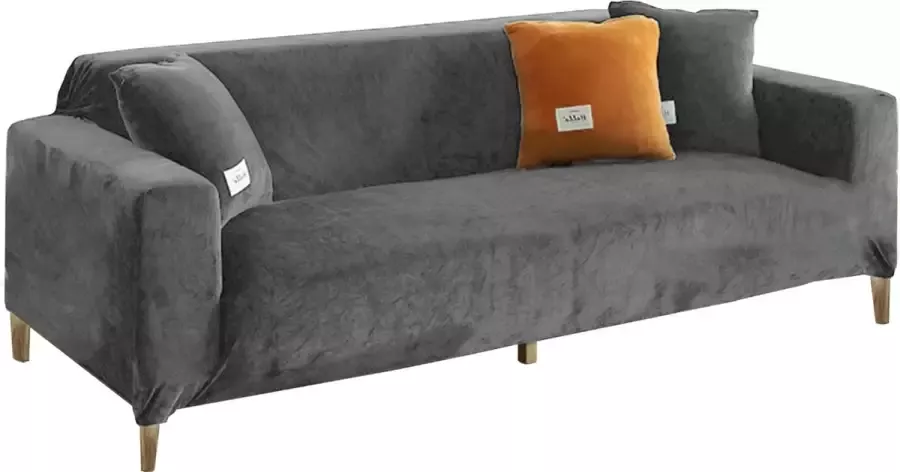Happyment Luxe bankhoes velvet Donkergrijs Zetelhoes Zetelovertrek Bankbeschermer 2 of 3 zitsbank Stretch