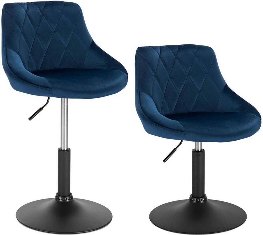 Happyment Luxe Barkurk Delvia Industrial Donkergrijs Barkrukken set van 2 Barstoel Kruk Barstoelen met rugleuning Keukenstoel In hoogte verstelbaar Velvet