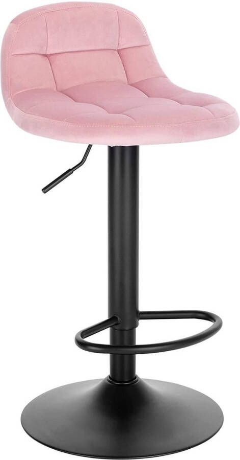 Happyment Luxe Barkurk Erino Industrial Roze Barkrukken set van 1 Barstoel Kruk Barstoelen met rugleuning Keukenstoel In hoogte verstelbaar Velvet