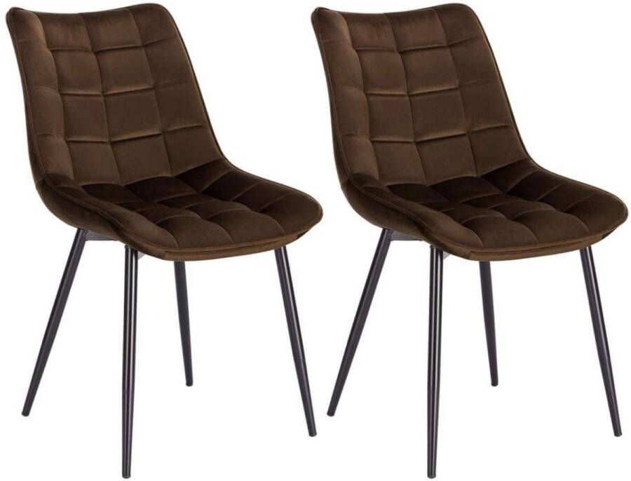 Happyment Luxe Eetkamerstoelen Bruin Bordeaux Woonkamerstoelen Keukenstoelen Kuipstoel Set van 2 4 of 6