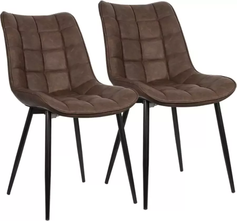 Happyment Luxe Eetkamerstoelen Bruin Woonkamerstoelen Fauteuils met armleuning Keukenstoelen Kuipstoel PU leer Set van 2