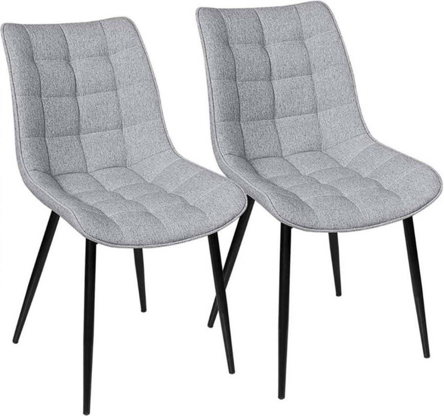 Happyment Luxe Eetkamerstoelen Lichtgrijs Fauteuils met armleuning Woonkamerstoelen Keukenstoelen Kuipstoel Linnen Set van 2