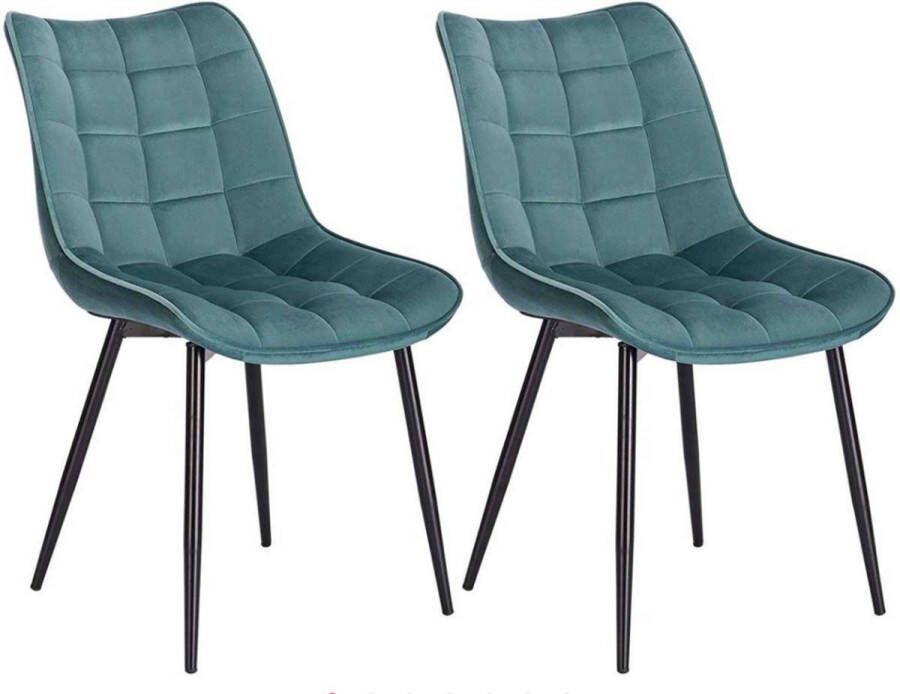 Happyment Luxe Eetkamerstoelen Velvet Turqoise Woonkamerstoelen Keukenstoelen Kuipstoel Set van 2 4 of 6