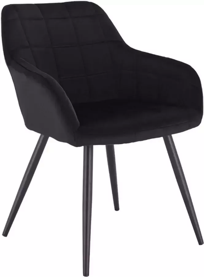 Happyment Luxe Eetkamerstoelen Velvet Zwart Fauteuils met armleuning Woonkamerstoelen Keukenstoelen Kuipstoel Set van 1