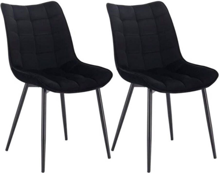 Happyment Luxe Eetkamerstoelen Velvet Zwart Woonkamerstoelen Keukenstoelen Kuipstoel Set van 2 4 of 6