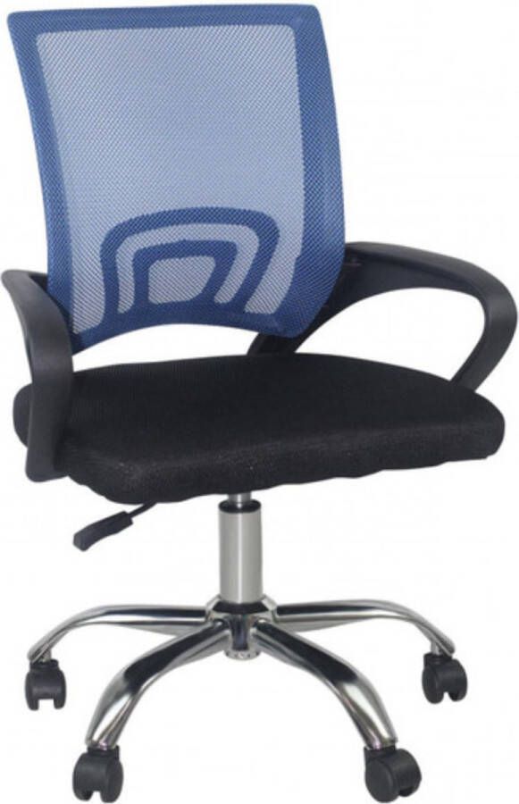 Happyment Luxe Ergonomische Bureaustoel Op wielen Ademend Voor volwassenen Zwart blauw In hoogte verstelbaar