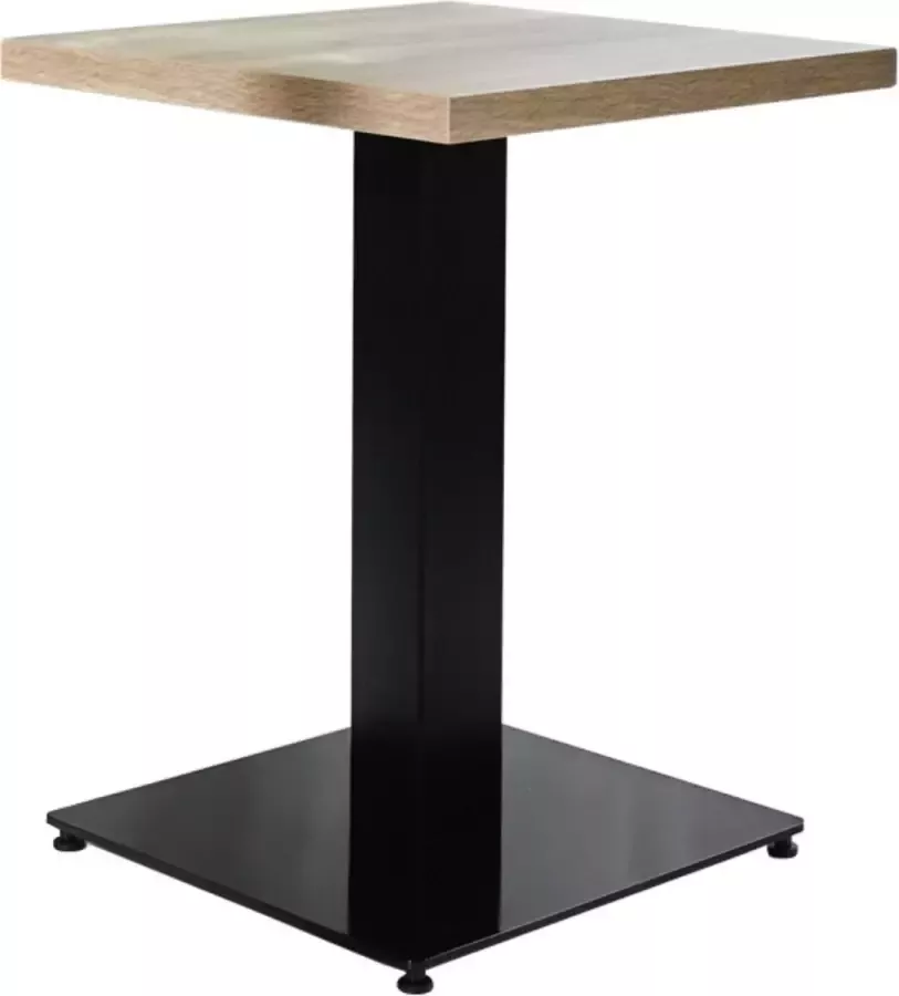 Happyment Luxe Statafel modern Vierkant Bartafel voor Binnen Metaal Hout Partytafel Zwart 60x60x74cm