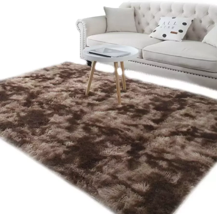 Happyment Zacht fluffy vloerkleed Hoogpolig tapijt Beige Wasbaar Woonkamer slaapkamer kinderkamer 160x230cm - Foto 2