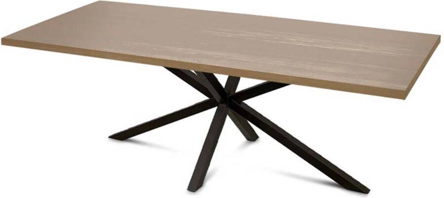 Haris Marseille Eiken Eettafel – Tafel Rechthoek 160x90 cm – Metalen Matrix poot 5x5 cm Brons