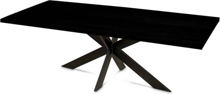 Haris Marseille Eiken Eettafel – Tafel Rechthoek 220x100 cm – Metalen Matrix poot 10x5 cm Zwart