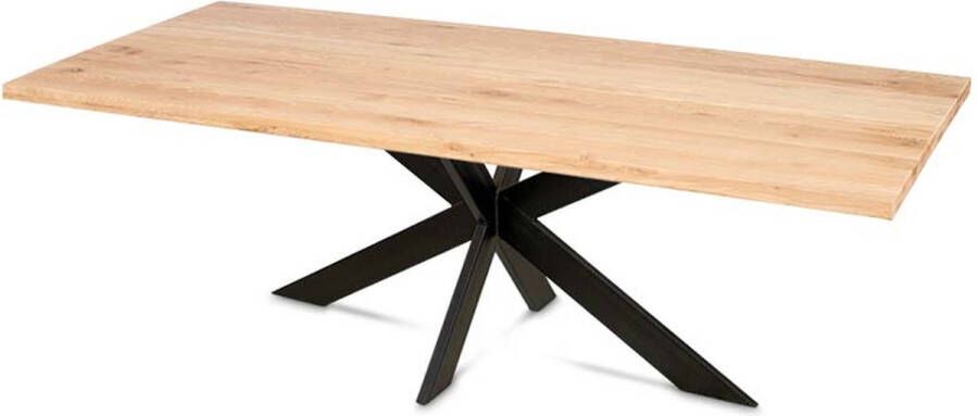 Haris Marseille Eiken Eettafel – Tafel Rechthoek 240x100 cm – Metalen Matrix poot 10x5 cm Naturel