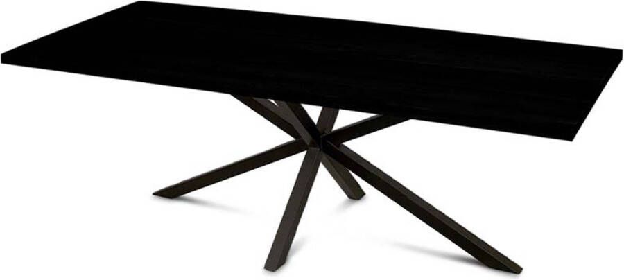 Haris Marseille Eiken Eettafel – Tafel Rechthoek 240x100 cm – Metalen Matrix poot 5x5 cm Zwart
