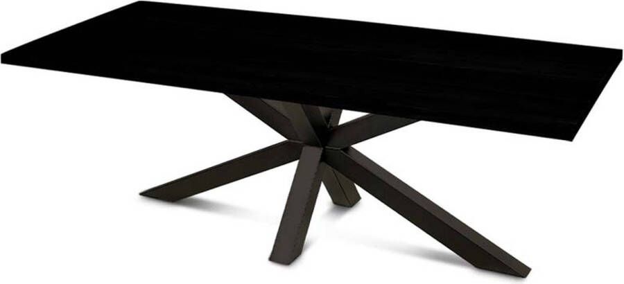 Haris Marseille Eiken Eettafel – Tafel Rechthoek 240x100 cm – Metalen Matrix poot 8x8 cm Zwart