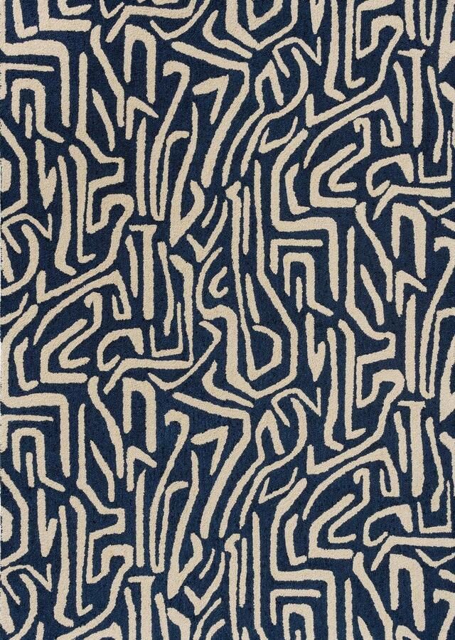 Harlequin Melodic Blue 443608 Vloerkleed 200 x 280 cm Blauw Rectangular PET Eetkamer Woonkamer Slaapkamer Bloemen Modern Buitentapijten