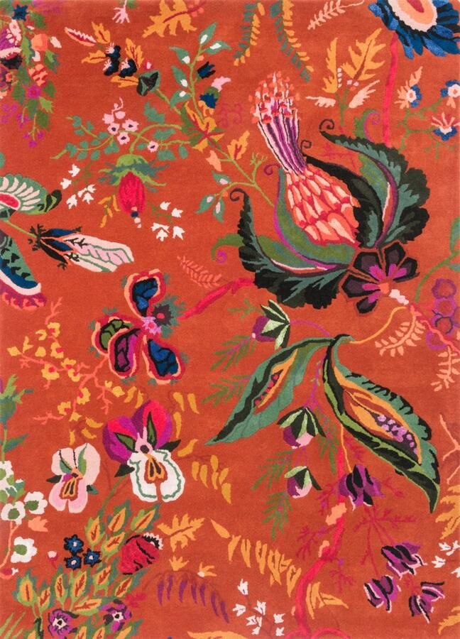Harlequin Wonderland Floral Amber Lapis 144713 Vloerkleed 170 x 240 cm Oranje Rectangular Wol Viscose Eetkamer Woonkamer Slaapkamer Bloemen Modern Eclectisch