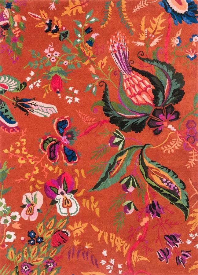 Harlequin Wonderland Floral Amber Lapis 144713 Vloerkleed 200 x 280 cm Oranje Rectangular Wol Viscose Eetkamer Woonkamer Slaapkamer Bloemen Modern Eclectisch