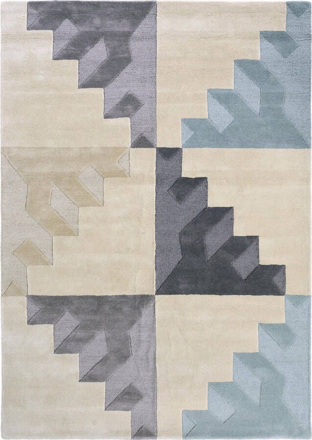 Harlequin Mehari Maize 140101 Vloerkleed 200x280 Rechthoek Laagpolig Tapijt Modern Beige Blauw Grijs - Foto 2