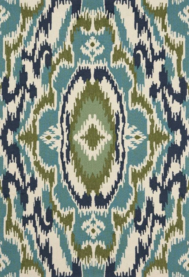 Harlequin Ixora Emerald Palm Chartreuse 442007 Vloerkleed 140 x 200 cm Blue Rectangular Polypropylene Dining room Living room Kitchen Terrace Abstract Medallion In & Outdoor Eclectic Modern - Foto 2