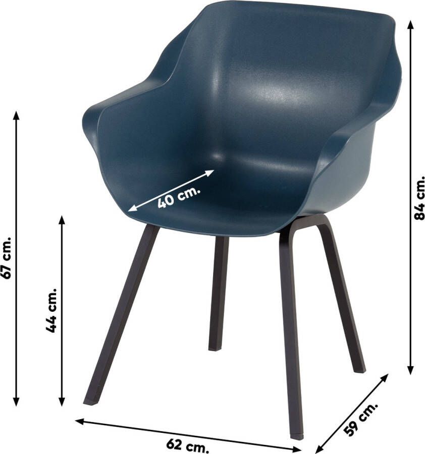 Hartman Set van 2 Sophie Element dining armstoel Steel Blue Alu poot