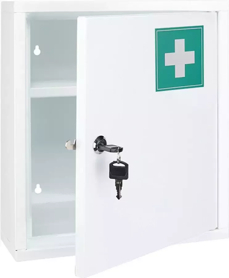 Haushalt International Haushalt Medicijnkastje Inclusief 2 sleutels 31 5 x 10 x 36 cm Staal - Foto 2