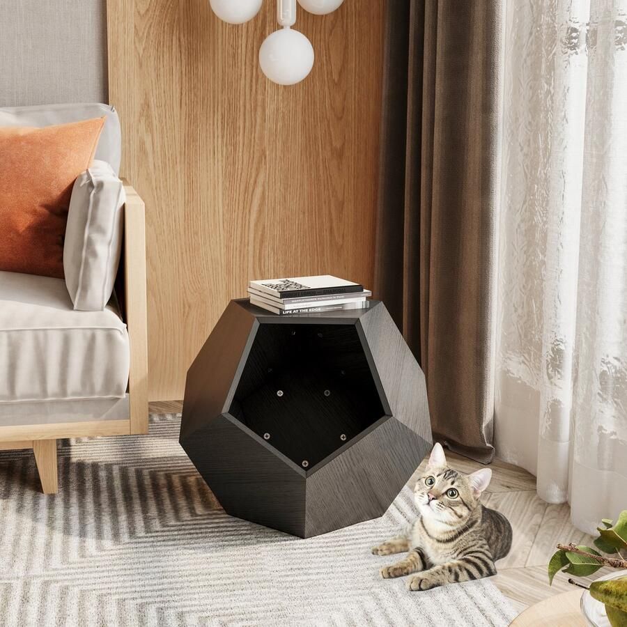 HAUSS SPOLE Bijzettafel Moderne Salontafel Met Opbergruimte Vierkant Woonkamer 66×53×35 cm MDF Bruin