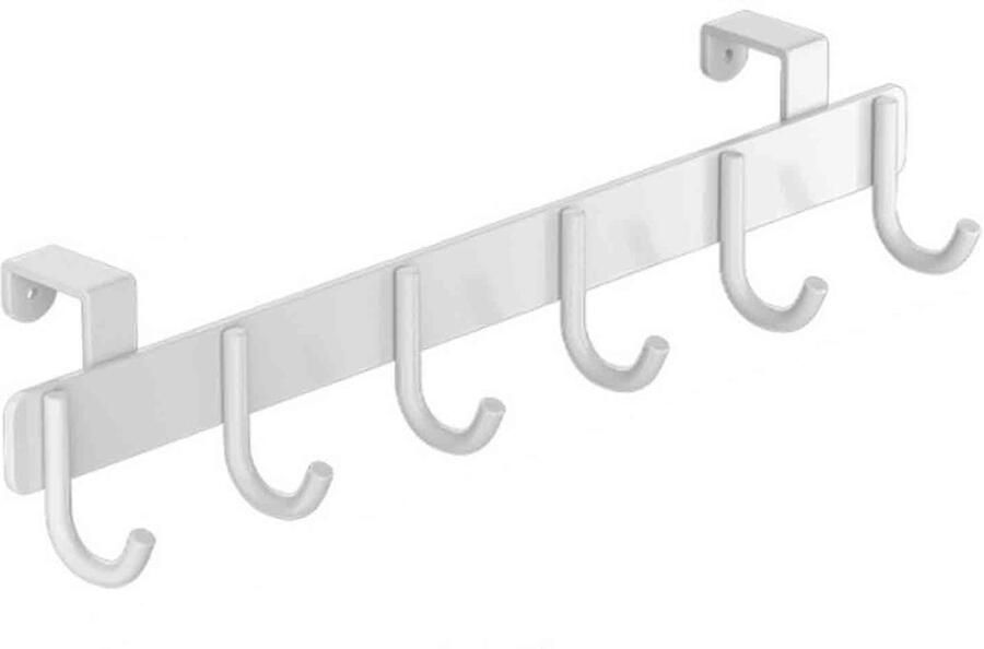HAUSS SPOLE Deurkapstok- Muur Wand Kapstok Hangende Design Muurkapstok Handdoekrek Duurzaam en Roestbestendig Voor Badkamer Keuken en Slaapkamer Handdoekhaken Sleutelhaken -6 Haken Aluminium -Wit
