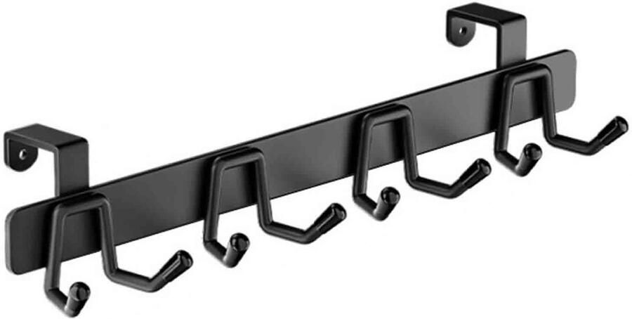 HAUSS SPOLE Deurkapstok- Muur Wand Kapstok Hangende Design Muurkapstok Handdoekrek Duurzaam en Roestbestendig Voor Badkamer Keuken en Slaapkamer Handdoekhaken Sleutelhaken -8 Haken Aluminium Zwart