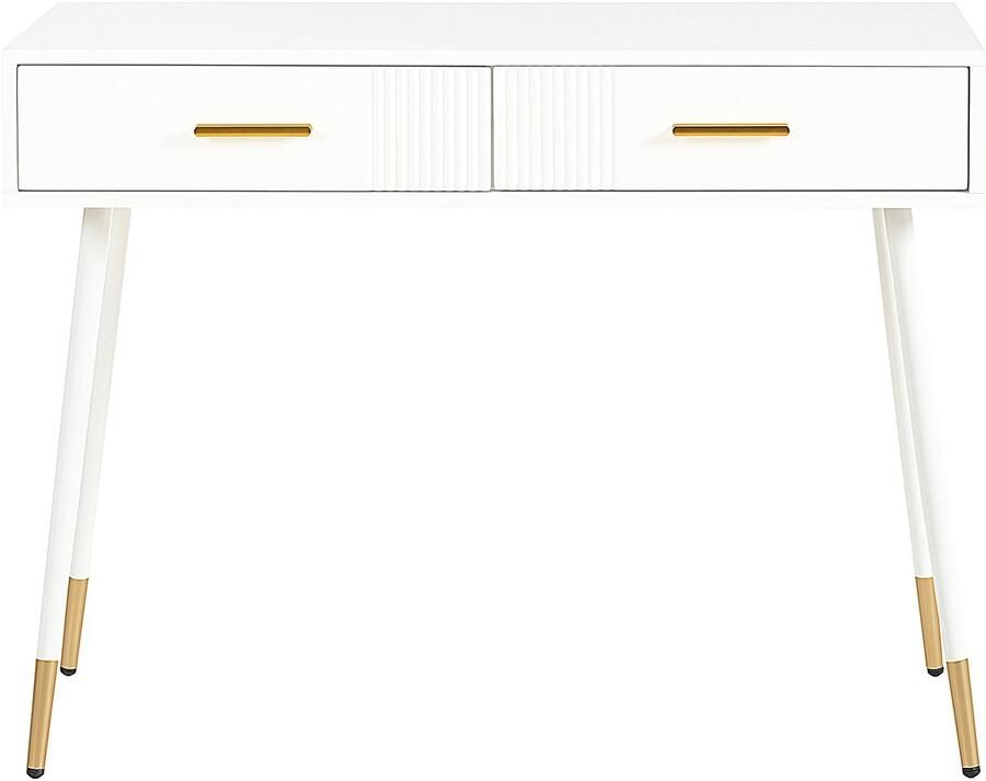 HAUSS SPOLE Kaptafel Make-up Meubel Met 2 Lades En Metalen Poten 100x40x76 cm MDF Wit