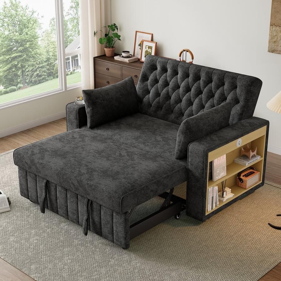 HAUSS SPOLE Slaapbank 140x137x84 cm Modern Multifunctioneel Slaapbank Met 2 Kussens Relaxen En Slapen Voor 2 Personen IJzer Grijs