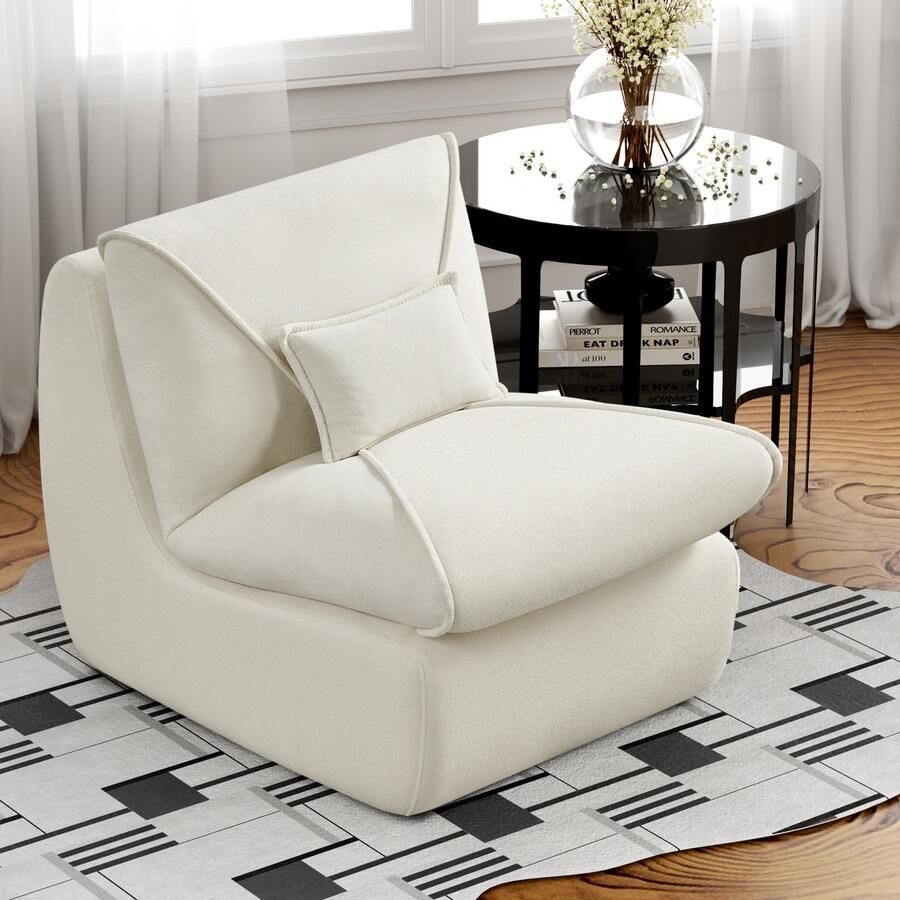 HAUSS SPOLE Zitzak volwassenen comfortabele enkele luie bank Gigantische zitzakstoel Extra Dikke Zitting Voor Comfort Stoel zonder armleuningen Woonkamer & Slaapkamer Fluwelen Wit