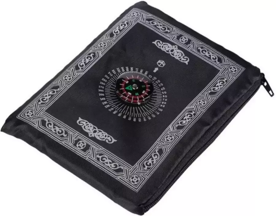 HaverCo Gebedskleed reisversie in tasje met kompas 100x60cm Zwart gebedsmat Sajada