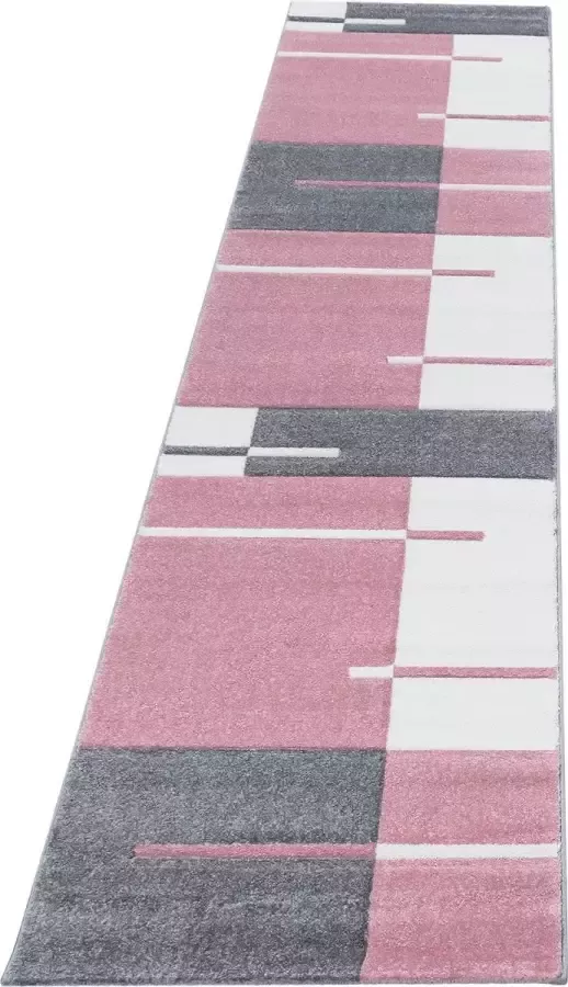 Hawaii Kortpolig vloerkleed geruit patroon roze woonkamerkleed jute achterkant afmeting: 120 cm x 170 cm - Foto 8