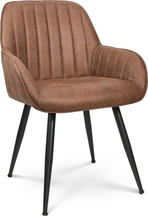 Hawthyhome Alfa Eetkamerstoel-Set van 2-Natuurlijke stijl-techno stof-Design-Bruin