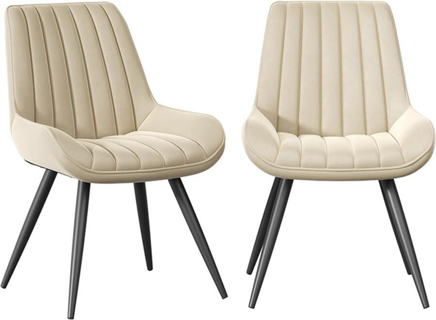 Hawthyhome Alfa Eetkamerstoel-Set van 2-techno stof-Eenvoudige Eetkamerstoel-Beige-Industrieel