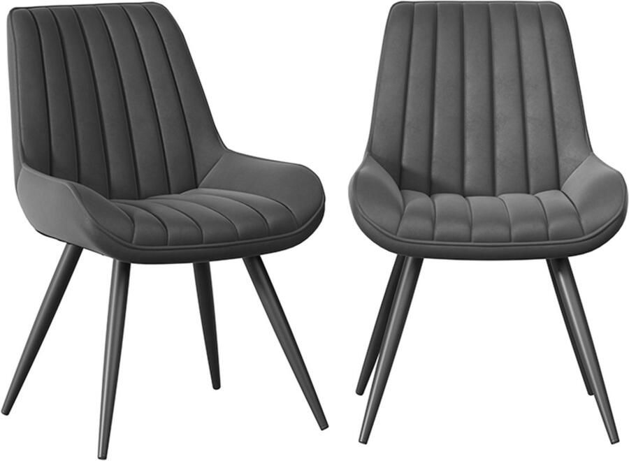 Hawthyhome Alfa Eetkamerstoel-Set van 2-techno stof-Eenvoudige Eetkamerstoel-Donkergrijs-Industrieel