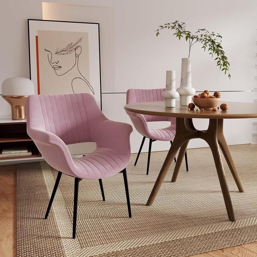 Hawthyhome Eetkamerstoelen (set van 2) roze zwart turkoois groen