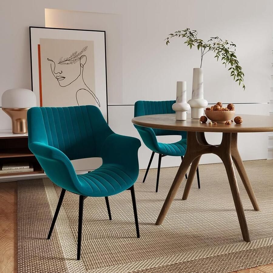 Hawthyhome Eetkamerstoelen (set van 2) roze zwart turkoois groen